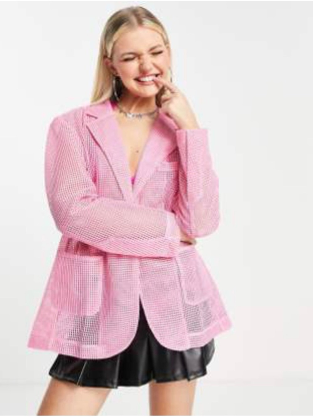 Urban Revivo Pink Mesh Blazer Jacket